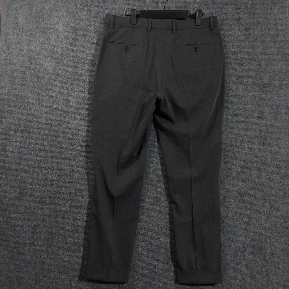 Polo Ralph Lauren Dress Pants Mens 33x30 Gray Stretch Flat Front Cuffed‎ Office